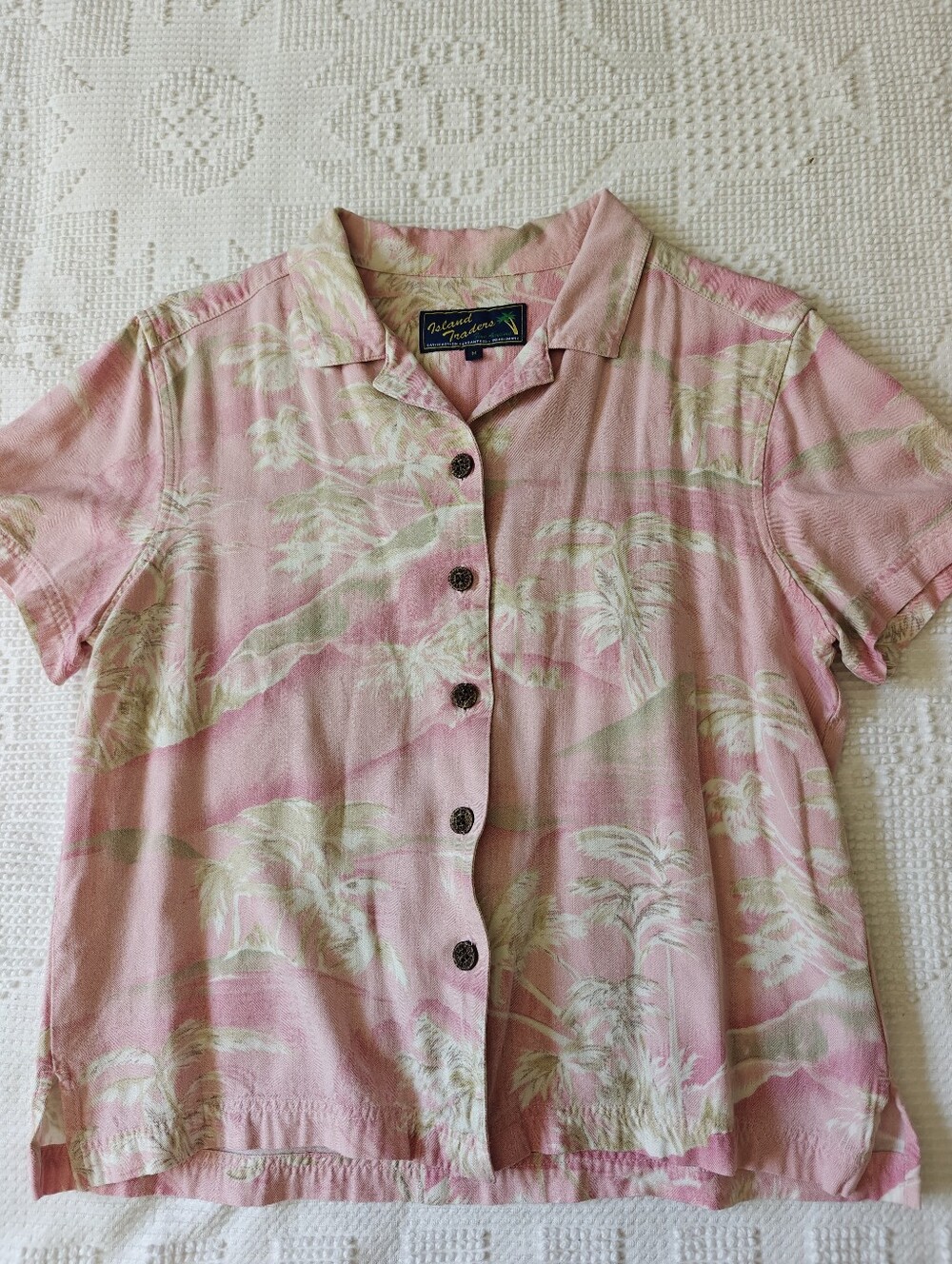 Vintage Pink Tropical Button-Up Shirt